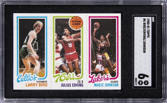 1980-81 Topps Scoring Leader Larry Bird/Magic Johnson Rookie Card - SGC EX-NM 6